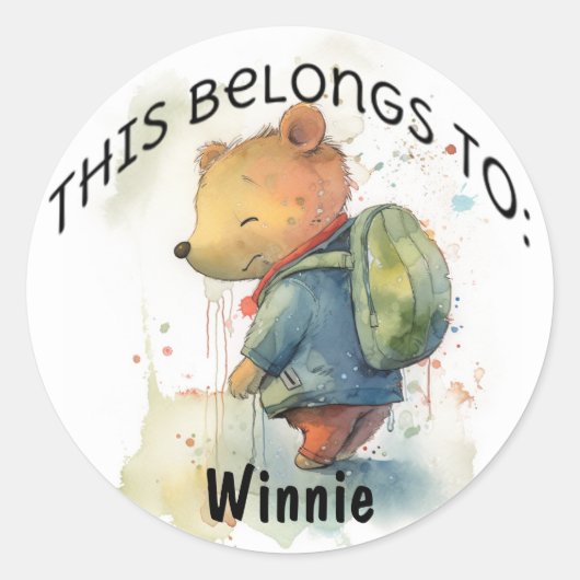 Zurück zum Bären der Schule Runder Aufkleber (Vorderseite)