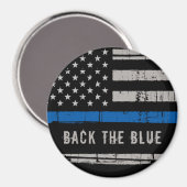 Zurück zum Blue Thin Blue Line Magnet (Vorderseite/Rückseite)