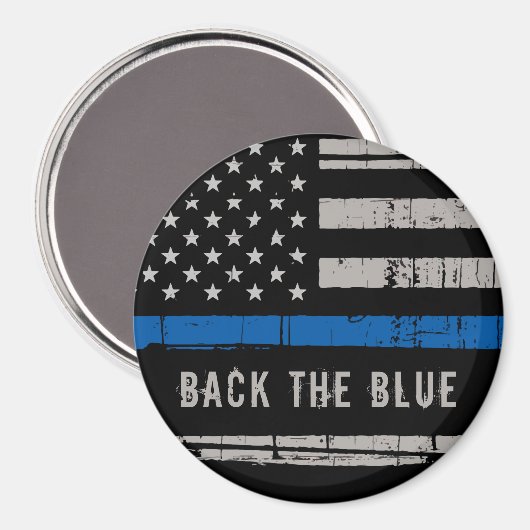 Zurück zum Blue Thin Blue Line Magnet (Vorderseite/Rückseite)