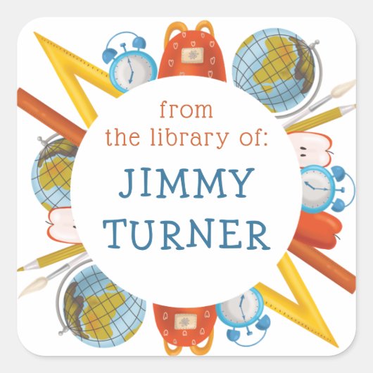 Zurück zum Buchzeichen zum Thema "Schule" Quadratischer Aufkleber (Vorderseite)