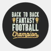 Zurück zum Fantasy Football Champion Gridiron Le Runder Aufkleber (Vorderseite)
