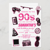 Zurück zum Geburtstag der 90er Jahre Einladung (Vorne/Hinten)
