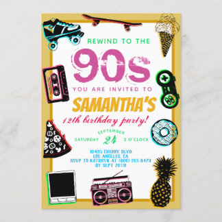 Zurück zum Geburtstag der 90er Jahre Einladung