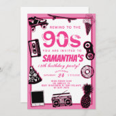 Zurück zum Geburtstag der 90er Jahre Einladung (Vorne/Hinten)