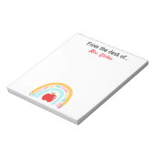 Zurück zum Lehrer personalisierter Regenbogenapfel Notizblock (Rotiert)