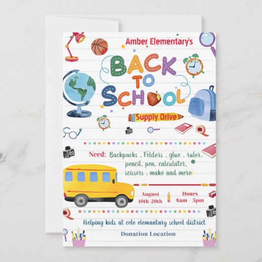 Zurück zum Party der Schule Einladung (Vorderseite)