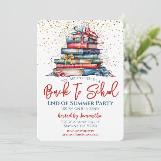 Zurück zum Party der Schule Einladung (Stehend Vorderseite)