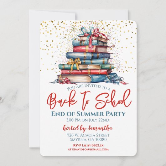 Zurück zum Party der Schule Einladung (Vorderseite)