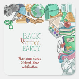 Zurück zum Party der Schule Quadratischer Aufkleber