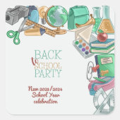 Zurück zum Party der Schule Quadratischer Aufkleber (Vorderseite)