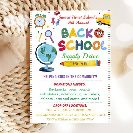 Zurück zum Party der Schulversorgung Einladung