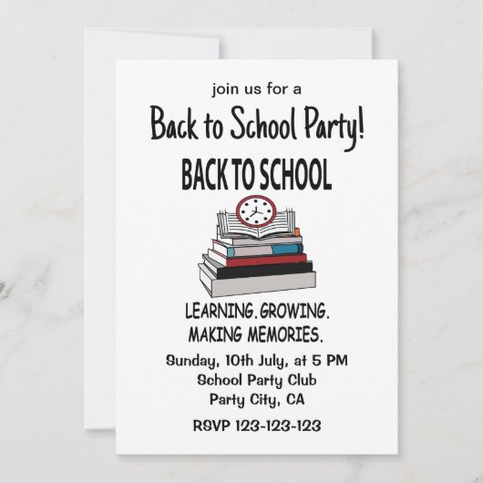 Zurück zum Party in der Schule Einladung (Vorderseite)