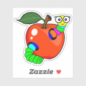 Zurück zum roten Apfel mit Wurm - Custom-Cut Aufkleber (Blatt)