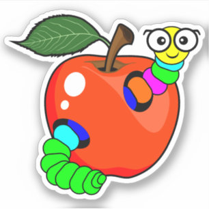 Zurück zum roten Apfel mit Wurm - Custom-Cut Aufkleber