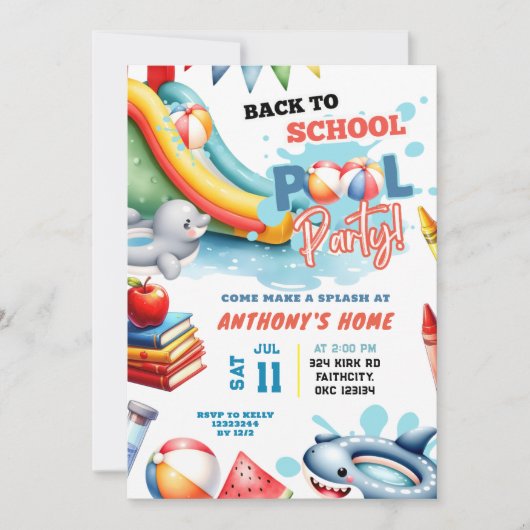 Zurück zum School Pool-Party Einladung (Vorderseite)