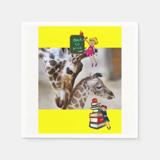 Zurück zum Schulbuch Napkins Giraffe Serviette (Vorderseite)