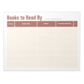 Zurück zum Schullesezubehör Buchklub Notizblock (Vorderseite)