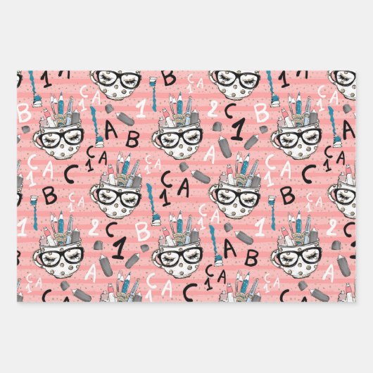 Zurück zum Schulmuster Geschenkpapier Set (Vorderseite)