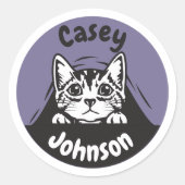 Zurück zum Schulnamen, niedliche Pinkkatze Runder Aufkleber (Vorderseite)