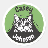 Zurück zum Schulnamen, niedliche Pinkkatze Runder Aufkleber (Vorderseite)