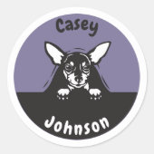 Zurück zum Schulnamen, niedlicher Pechhund Runder Aufkleber (Vorderseite)