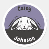 Zurück zum Schulnamen, niedlicher Pinkenhase Runder Aufkleber (Vorderseite)