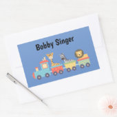 Zurück zum Schulspielzeug-Zug Giraffe Zebra Löwe N Rechteckiger Aufkleber (Umschlag)