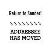 "Zurück zum Sender!", "ADDRESSEE HAT SICH BEWEGT" Gummistempel (Prägung)