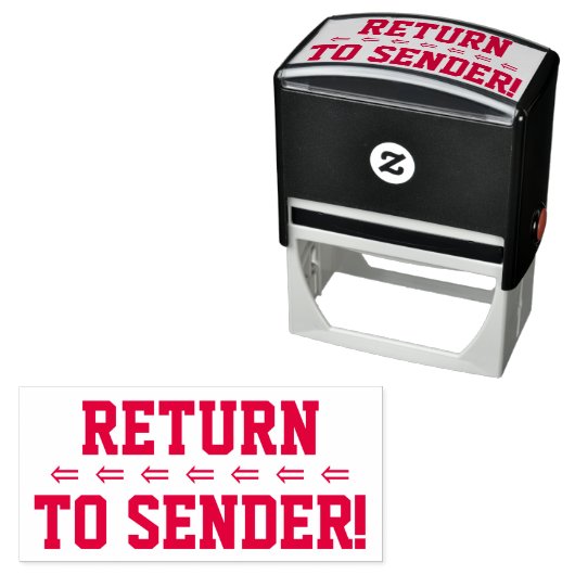 "Zurück zum Sender!" & Pfeile Rubber-Briefmarke Permastempel (Beispiel)