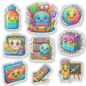 Zurück zum Set der Schule mit 9 bunten Elementen Aufkleber (Vorderseite)