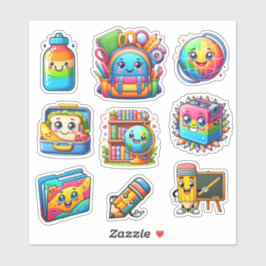 Zurück zum Set der Schule mit 9 bunten Elementen Aufkleber