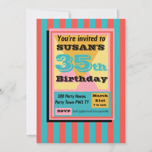 Zurück zum Thema der 90er Jahre im Party 1990 Einladung (Vorderseite)