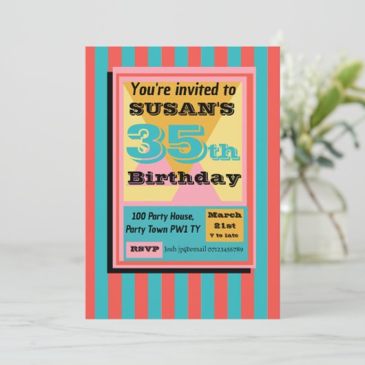 Zurück zum Thema der 90er Jahre im Party 1990 Einladung (Stehend Vorderseite)