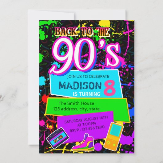 Zurück zur 90er-Party Einladung (Vorderseite)