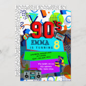 Zurück zur 90er-Party Einladung (Vorne/Hinten)