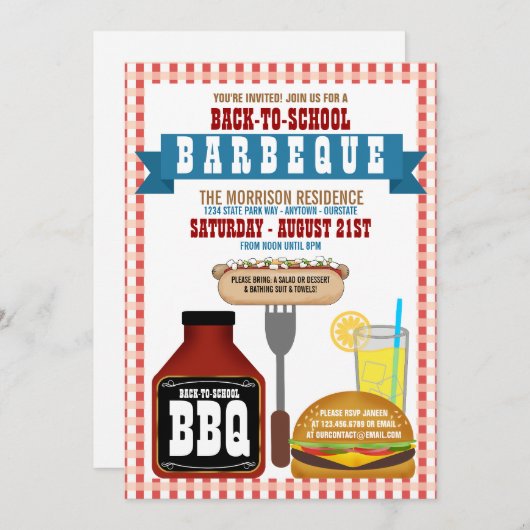 Zurück zur Barbeque-Party Einladung der Schule (Vorne/Hinten)