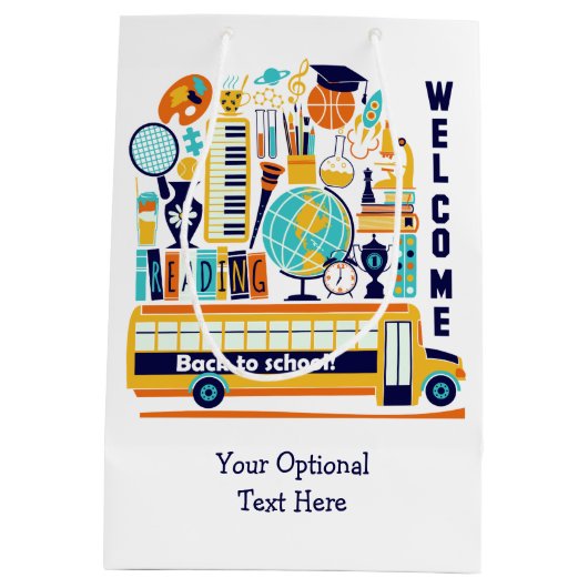 Zurück zur benutzerdefinierten Schultext-Medium-Ge Mittlere Geschenktüte (Rückseite)