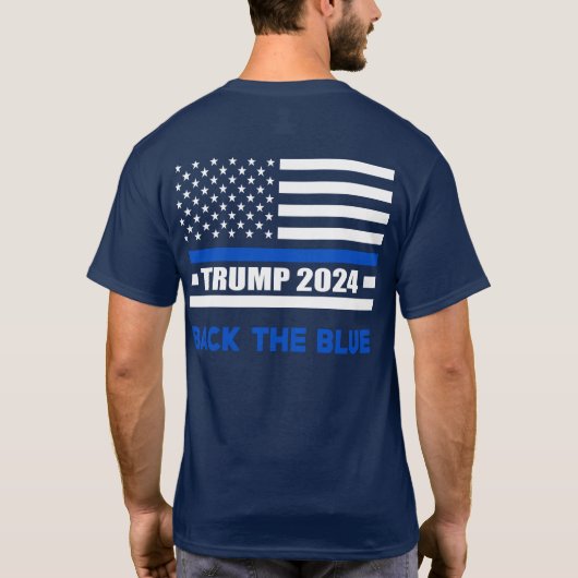 Zurück zur blauen Flagge von Blue Trump 2024 T-Shirt (Rückseite)