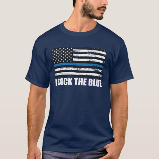Zurück zur blauen Linie USA Flag MAGA WWG1WA T-Shirt (Vorderseite)