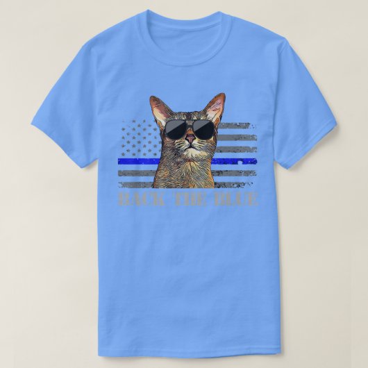 Zurück zur Blue Police Cat Thin Blue Line American T-Shirt (Design vorne)