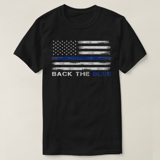 Zurück zur Blue Thin Blue Line American Flag Polic T-Shirt (Design vorne)