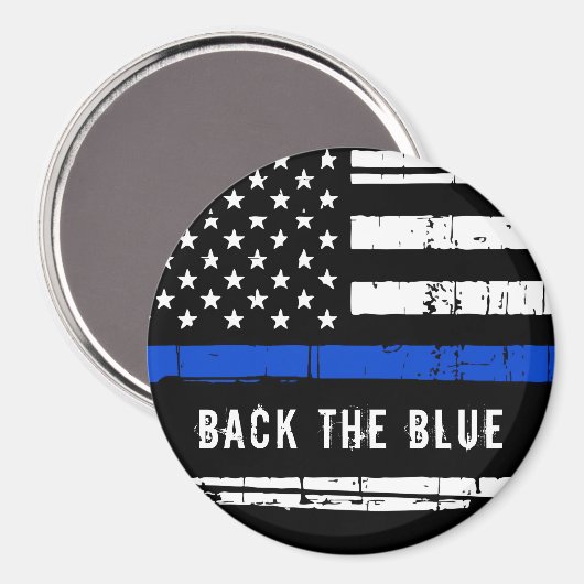 Zurück zur Blue Thin Blue Line-Polizei Magnet (Vorderseite/Rückseite)