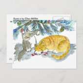 Zurück zur Candy Cane von Kitty Postkarte (Vorne/Hinten)