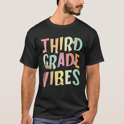 Zurück zur dritten Klasse Vibes Retro Teacher Wom T-Shirt (Vorderseite)