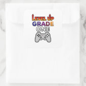 Zurück zur ersten Stufe der Schule Quadratischer Aufkleber (Tasche)