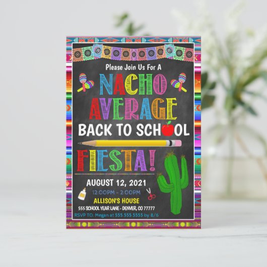 Zurück zur Fiesta-Party Einladung (Stehend Vorderseite)