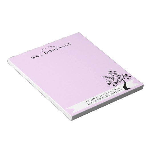 Zurück zur Lehrerin Boho Blumenbaum Custom Notizblock (angewinkelt)