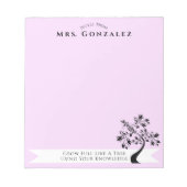 Zurück zur Lehrerin Boho Blumenbaum Custom Notizblock (Vorderseite)