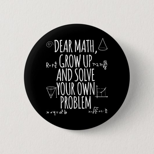 Zurück zur Mathematik in der Schule für Mädchen Ju Button (Vorderseite)