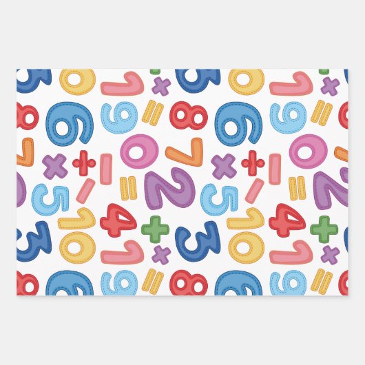 Zurück zur Mathematik und Zahlen Set von 3 Geschenkpapier Set (Vorderseite 2)